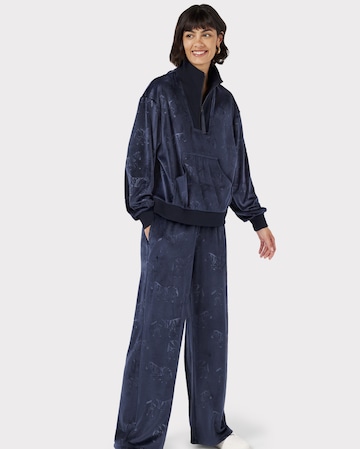 Chelsea Peers Velour Zebra Print Quarter Zip Top With Wide Jogger Bottoms