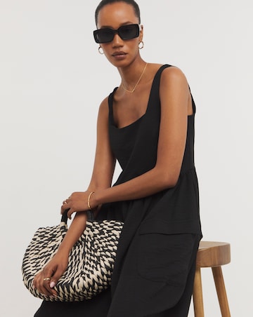 Textured Fabric Pinafore Dress