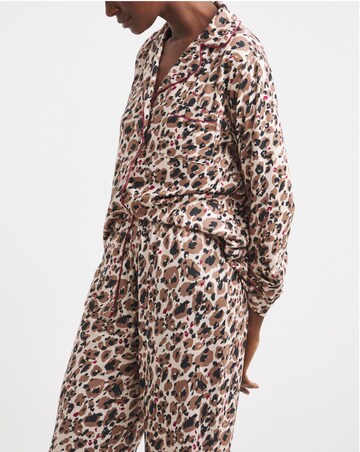 Pretty Secrets Button Through Revere Pyjama Set Animal Print