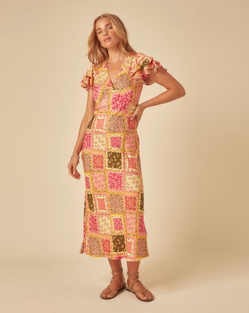 Nobody's Child Layla Midi Dress Patchwork Print