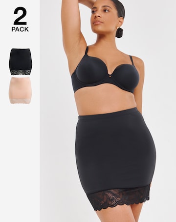 MAGISCULPT Firm Control (2 Pack) Shape And Sculpt Half Slips Black/Blush