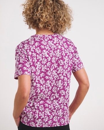 Purple Floral Crew Neck Short Sleeve T-Shirt