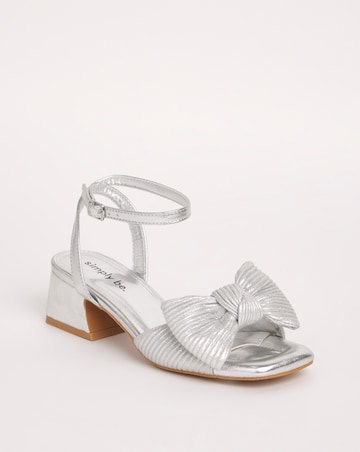 Isla Plisse Bow Low Heel Occasion Sandals Extra Wide EEE Fit