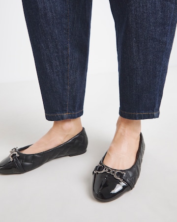 Ari Quilted Ballerinas With Trim - Wide Fit (E)