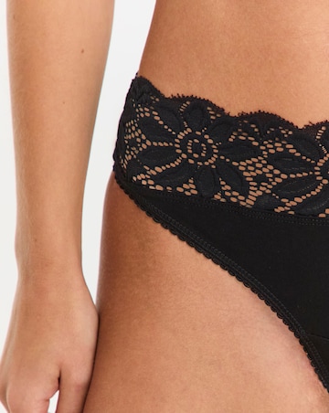 Pretty Secrets (5 Pack) Lace Top No VPL Thong Knickers Black