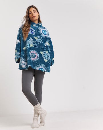 Joe Browns Quarter Zip Oversized Snuggle Hoodie Blue Mix