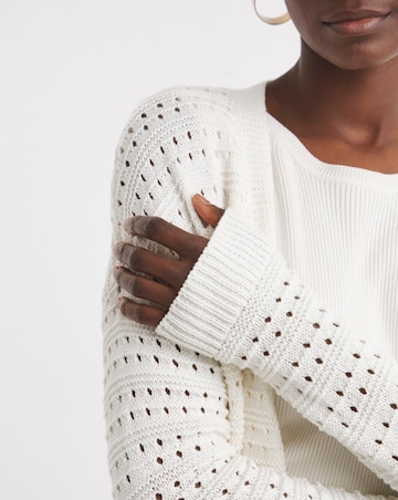 Ivory Crochet Edge To Edge Cardigan