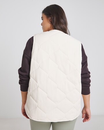Simply Be Stone Textured Quilted Round Collar Gilet