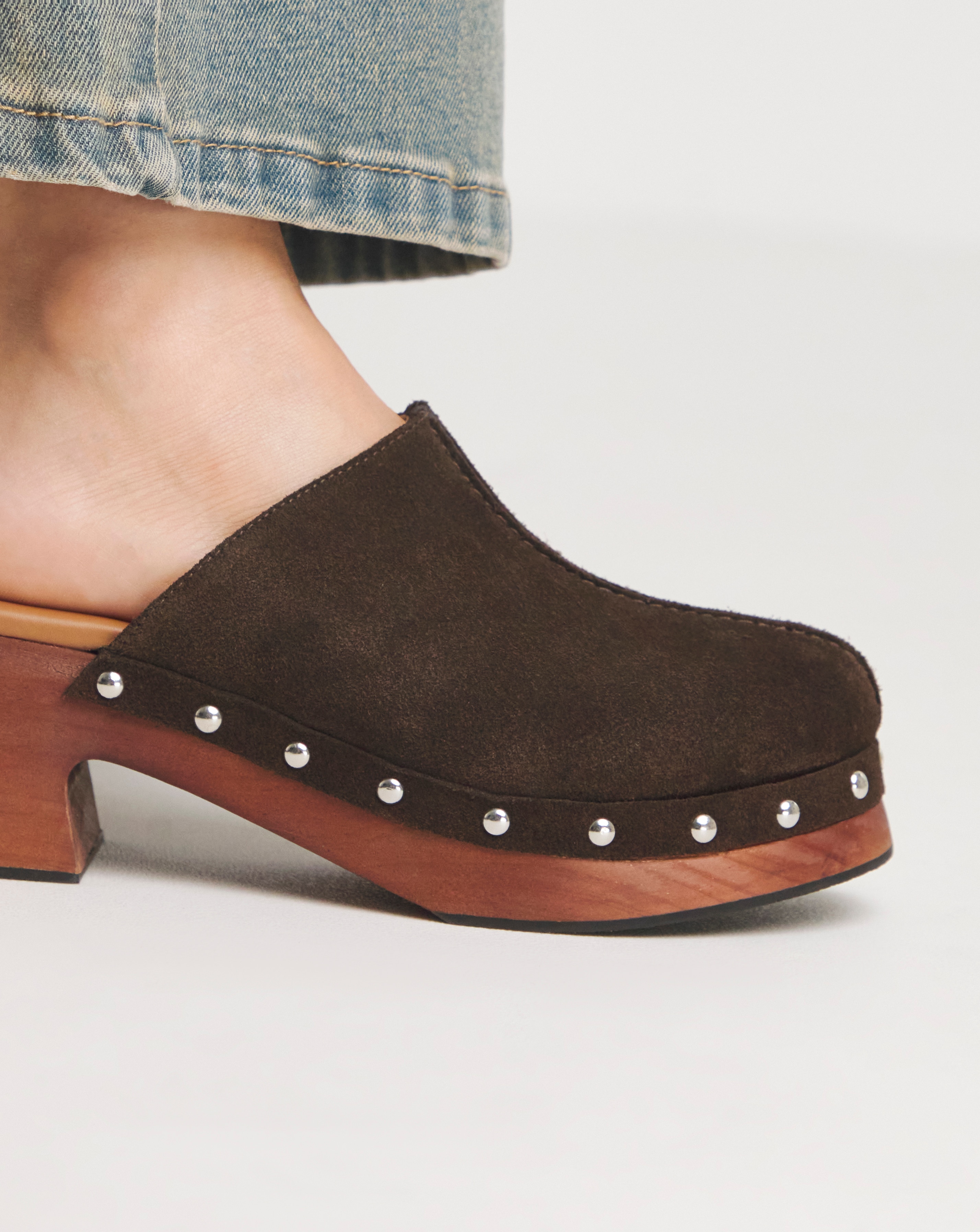 Stella Suede Closed Toe Platform Clog Sandals - Wide Fit (E) | JD