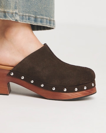 Stella Suede Closed Toe Platform Clog Sandals Wide E Fit Simply Comfort