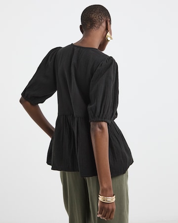 Pure Cotton Textured Tie Front Top