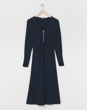 Soft Touch Zip Front Dress With Ruching