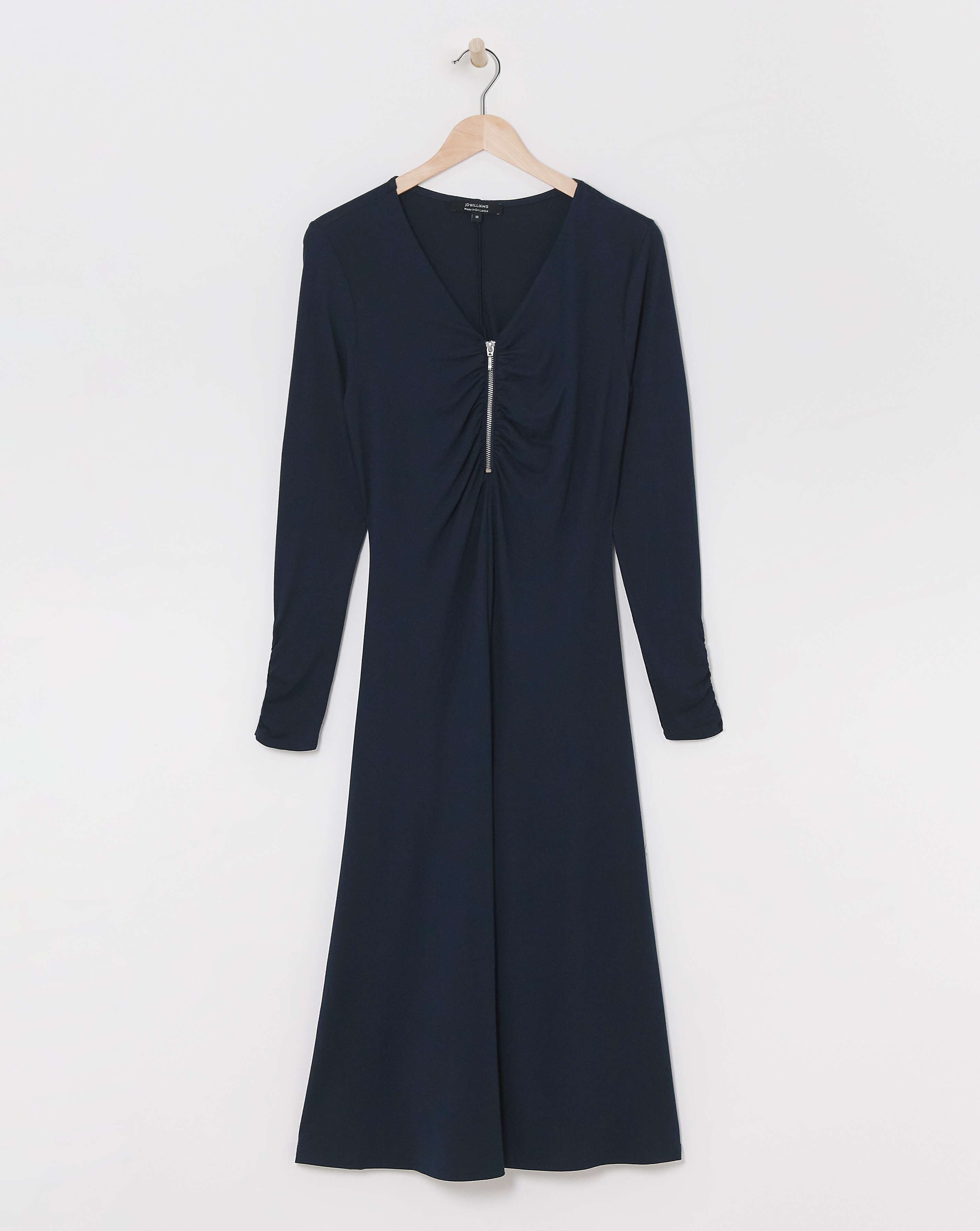 Soft Touch Zip Front Dress With Ruching