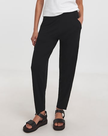 Black/Black 2 Pack Pull On Lightweight Jersey Tapered Leg Trousers