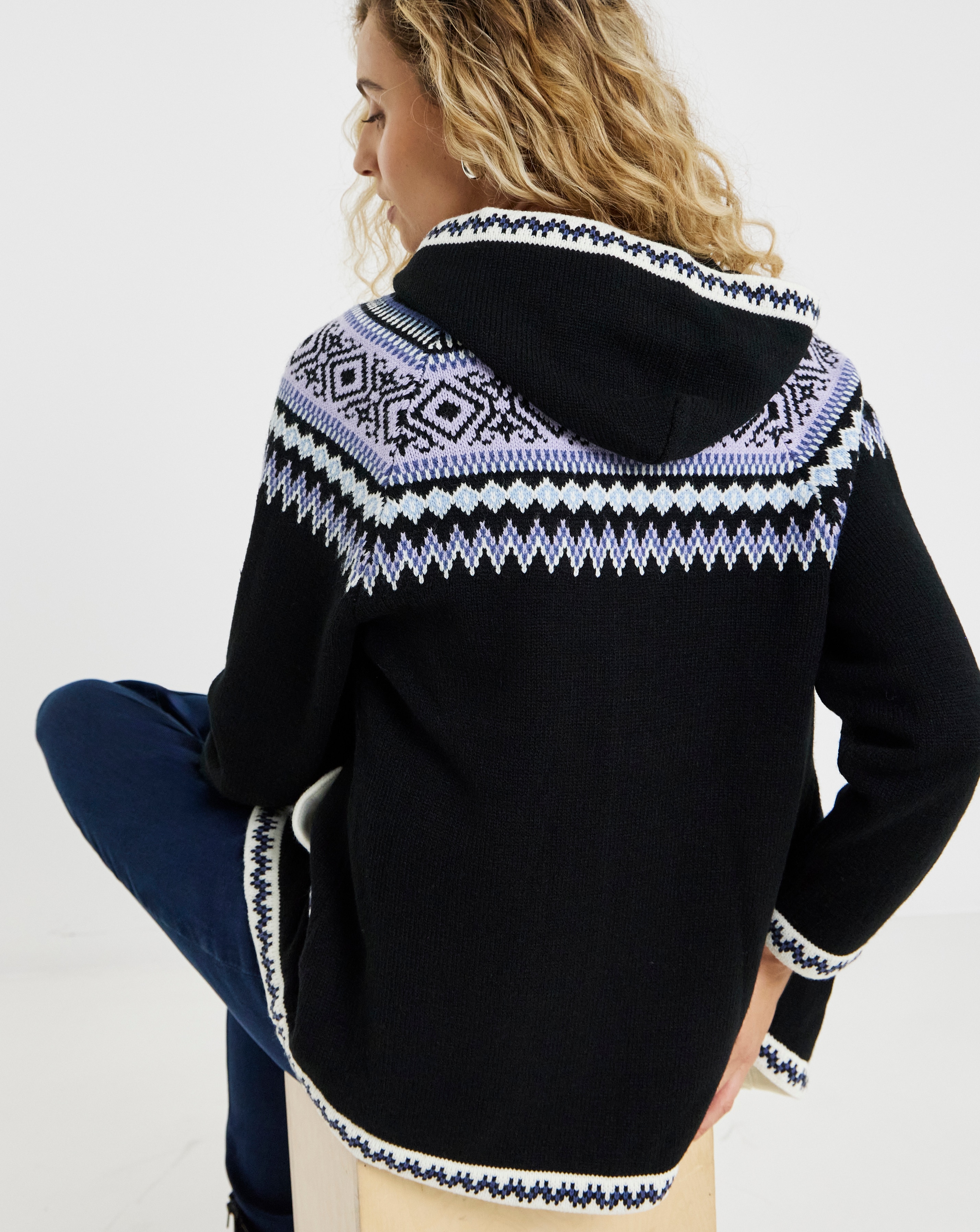 J・O Joe Browns Fabulous Zip Front Hooded Fairisle Jumper | JD Williams
