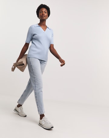 Rib Collar Short Sleeve Jumper