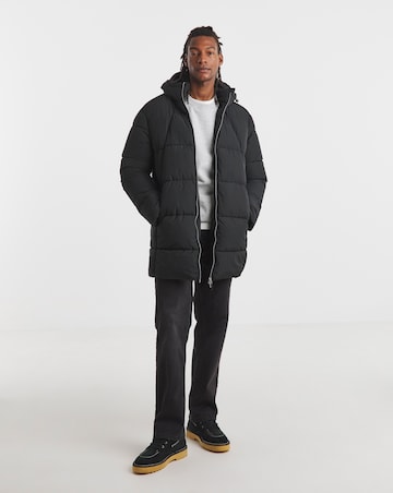 Black Mid Length Puffer Jacket