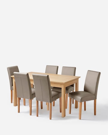 Julipa Ashford Table with 6 Ava Faux Leather Chairs