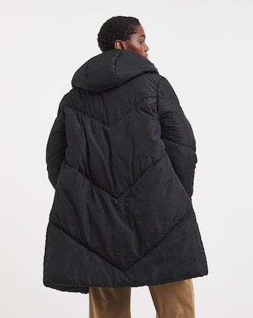 Black Mid Length Padded Coat