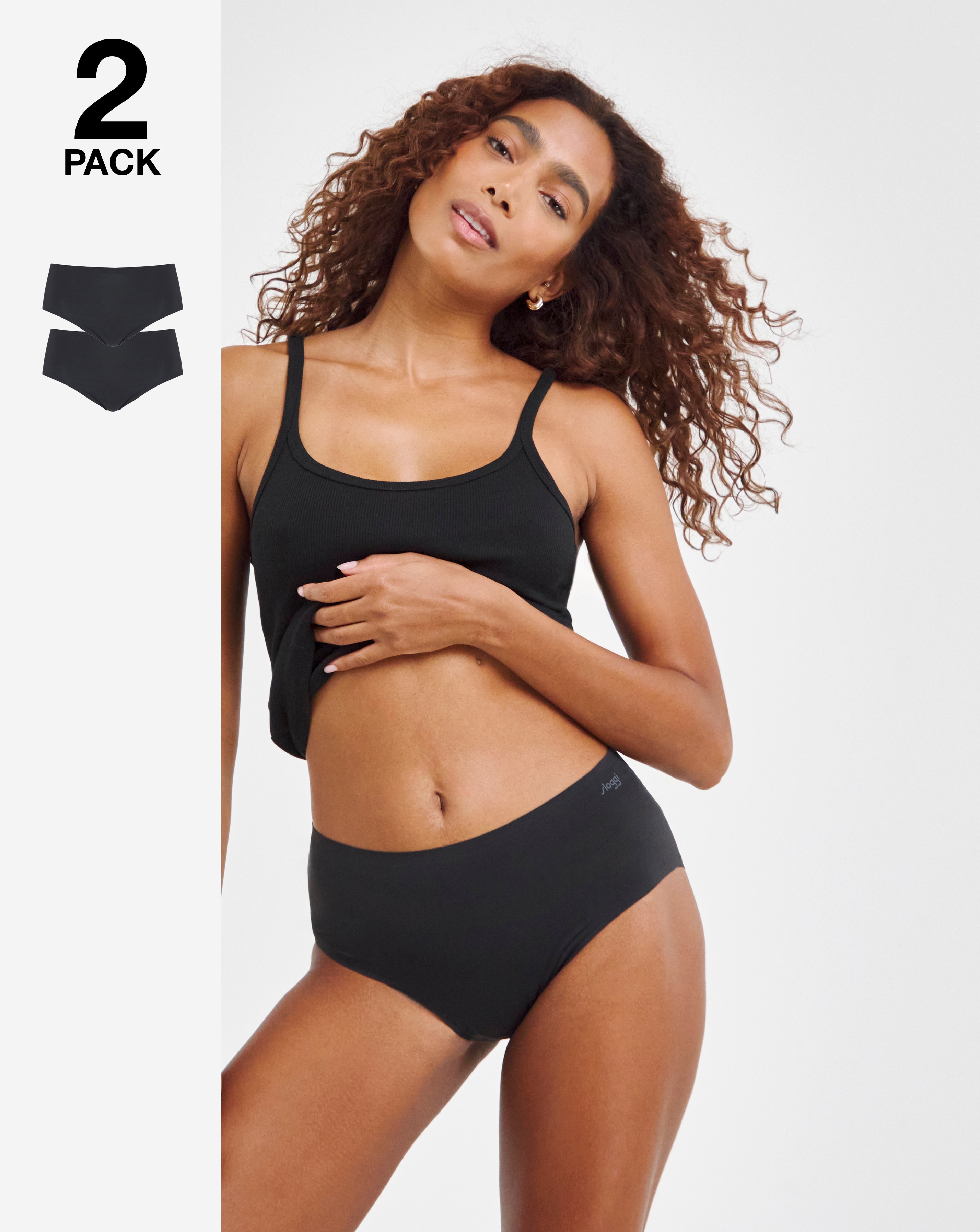 Sloggi 2Pack Zero One Midi Knickers Black | JD Williams