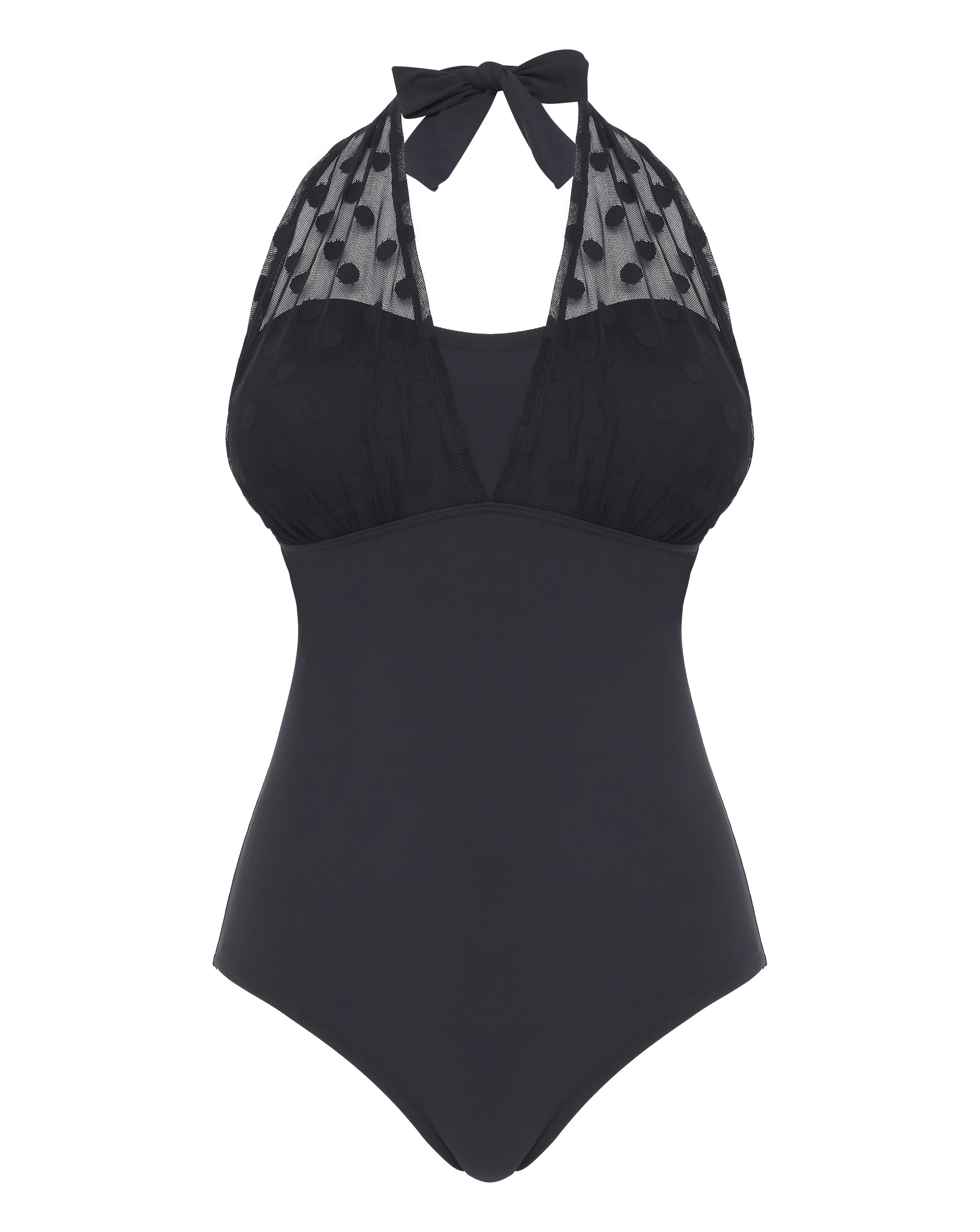 Figleaves Icon Spot Mesh Shaping Halter Swimsuit