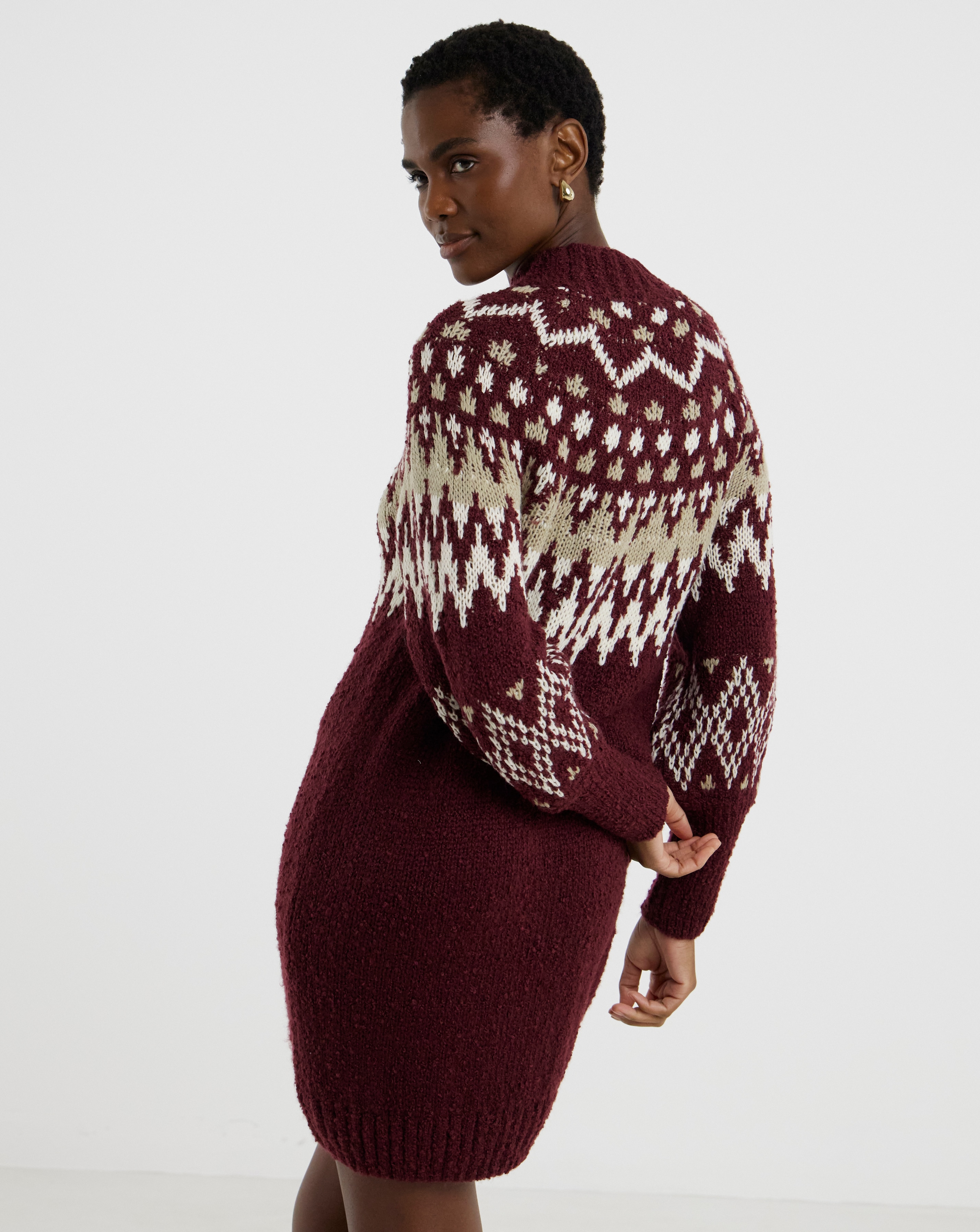 JaneMarple　Shirring Very berries dress Berry Fairisle Jumper Dress | JD Williams
