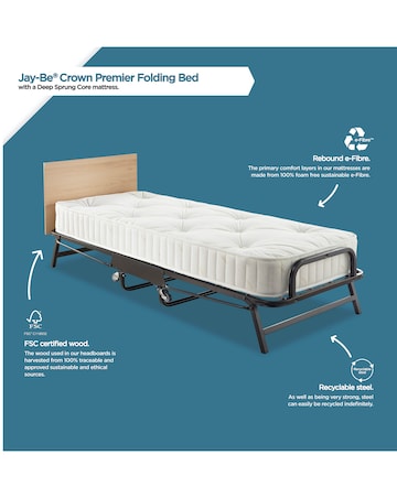 Jay-Be Crown Premier Folding Bed with Deep Sprung Mattress - Single
