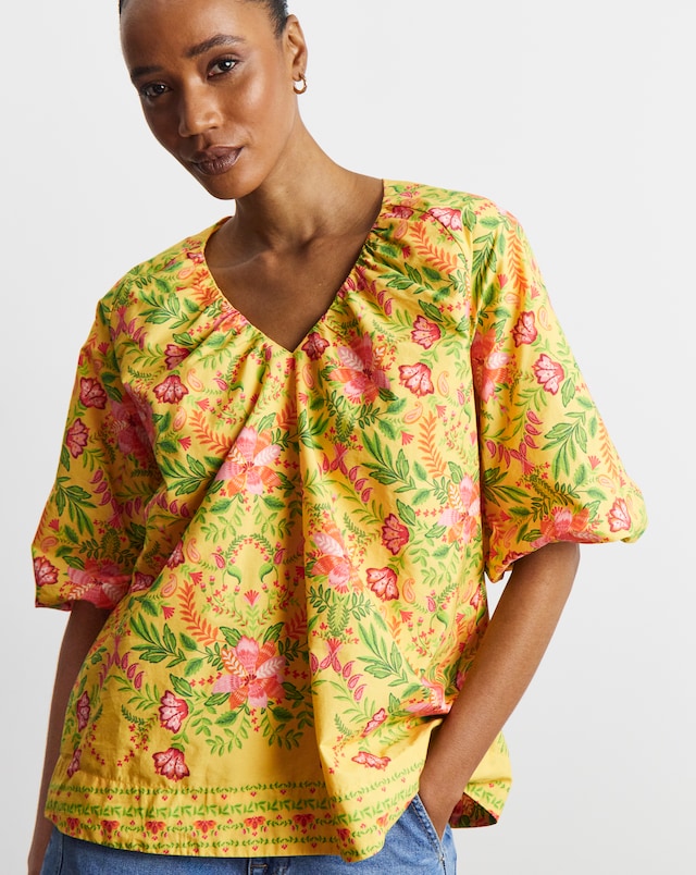 Joanna Hope Cotton Poplin Blouse