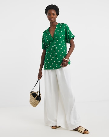 Printed Linen Mix Tunic Top