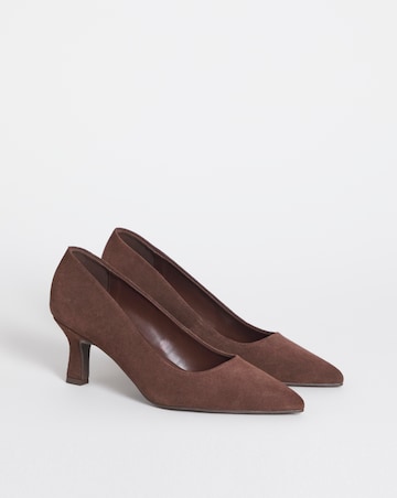 Heavenly Soles Kirsten Suede Pointed Toe Court Shoes - Extra Wide Fit (EEE)