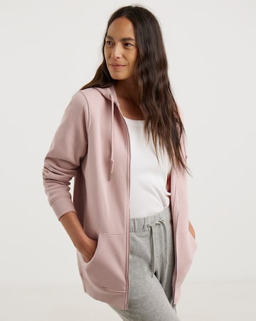 Blush Longline Zip Hoodie