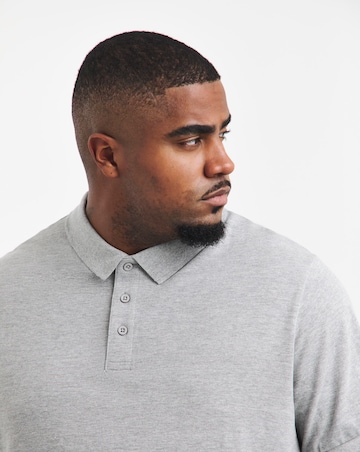 Grey Marl Pique Polo Reg