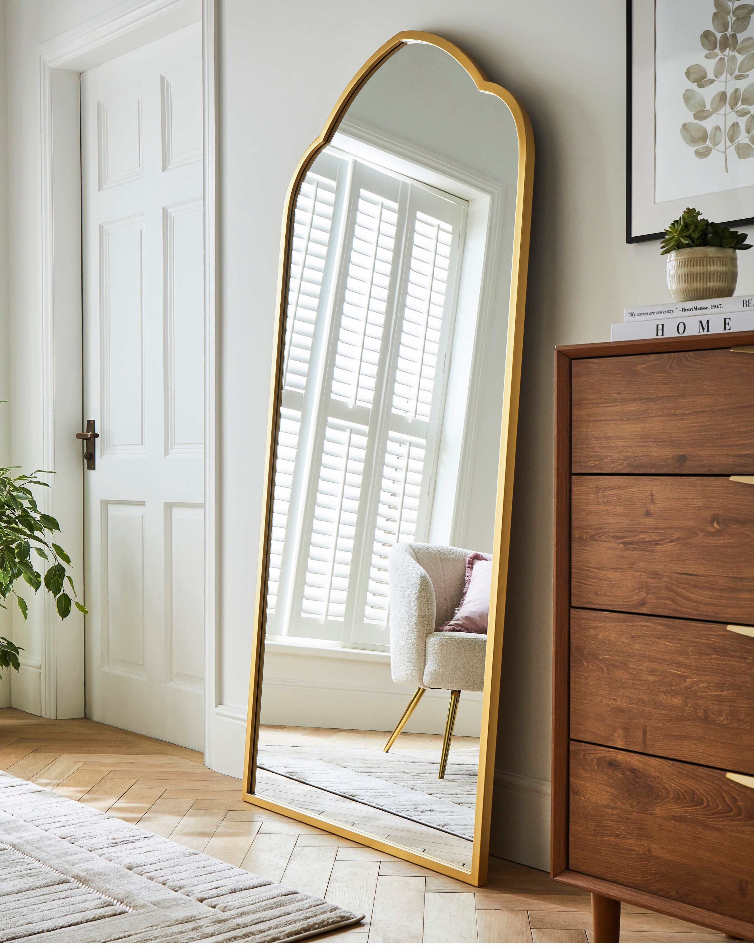 Gold Slim Arched Leaner Mirror | JD Williams