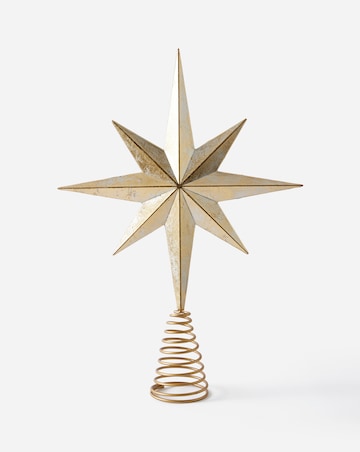 Gisela Graham Antiqued Gold Acrylic 8-Point Christmas Tree Top Star
