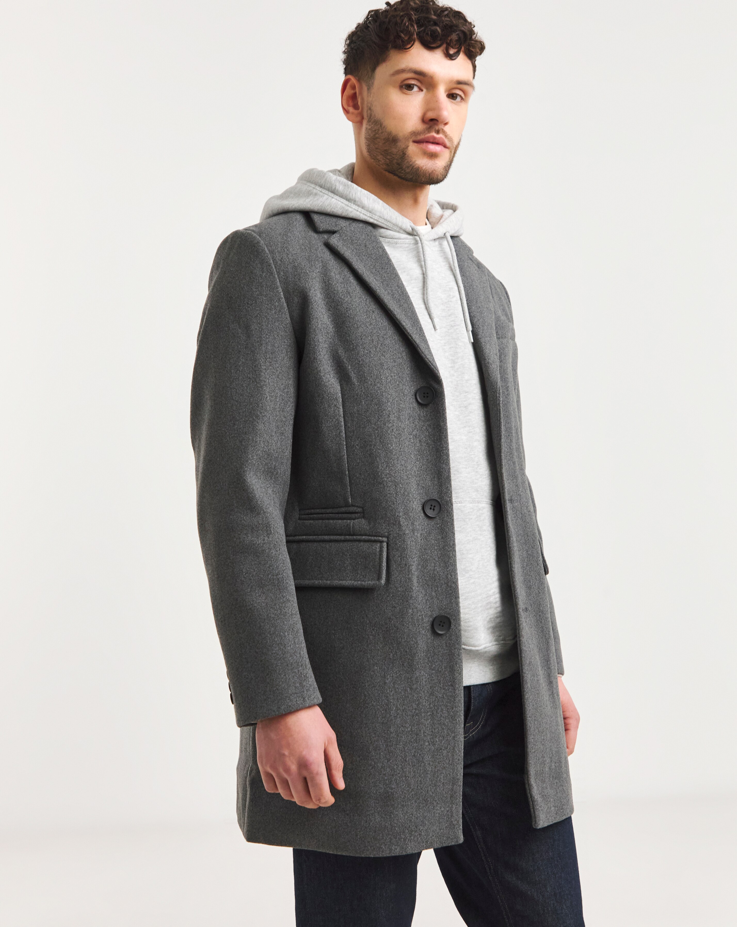 Grey Faux Wool Overcoat | JD Williams