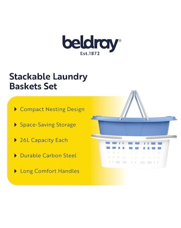 Beldray Set of 2 Laundry Baskets Blue