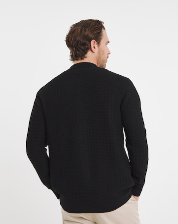 Black Soft Touch Textured Collared Cardigan
