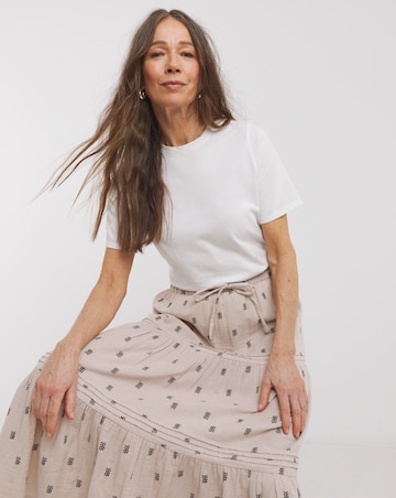 Pure Cotton Textured Tiered Midi Skirt