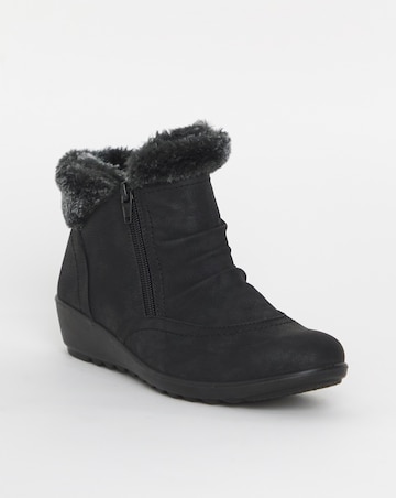 Cushion Walk Zip Fur Ankle Boot E Fit