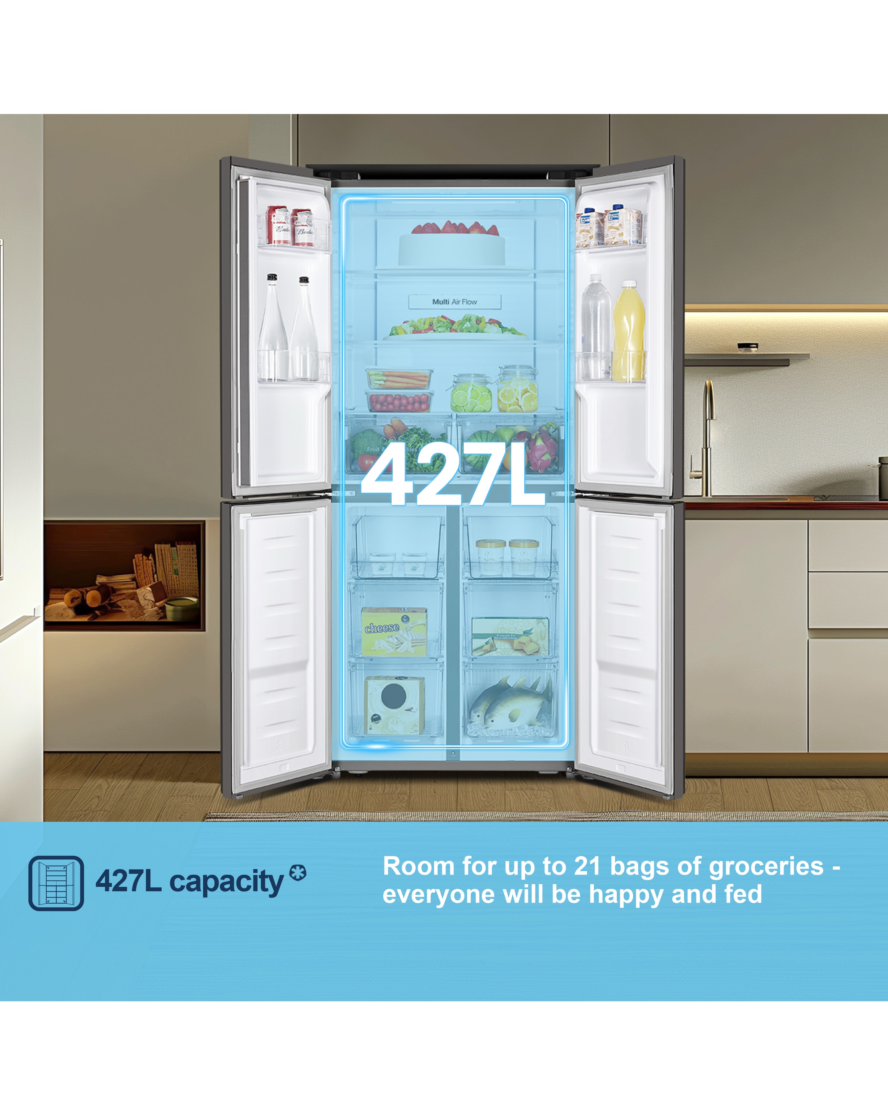 Fridgemaster MQ79394ES American Fridge Freezer E Rated 182 CM | JD