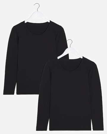 Pretty Secrets 2 Pack Thermal Long Sleeve Tops - Black