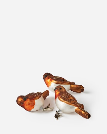 Set of 6 Glass Robin Clip on Decorations