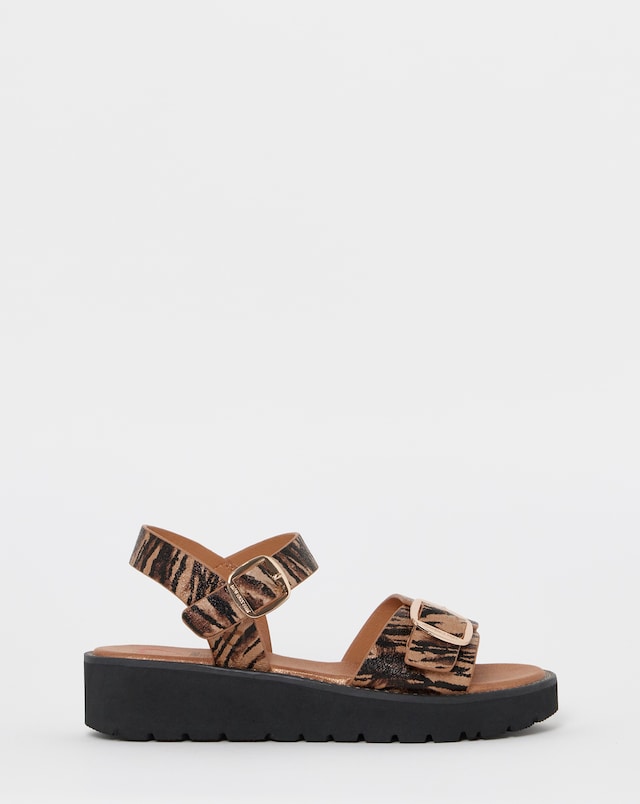 Heavenly Feet Sonja Zebra Print Sandals - Extra Wide Fit (EEE)