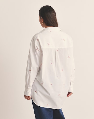 Simply Be White Oversized Cocktail Embroidered Shirt