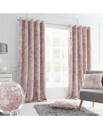 Catherine Lansfield Crushed Velvet Eyelet Curtains