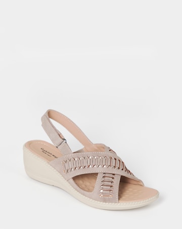 Cushion Walk Beige Woven Wedge Sandals - Extra Wide Fit (EEE)