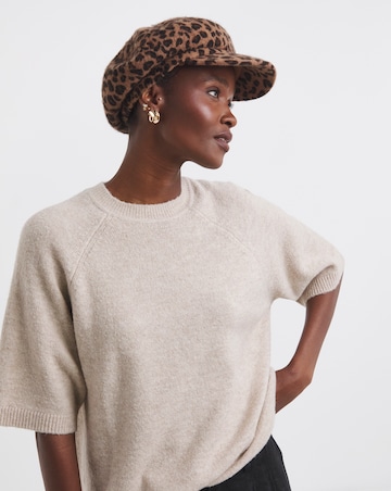 Wool Leopard Print Baker Boy Hat