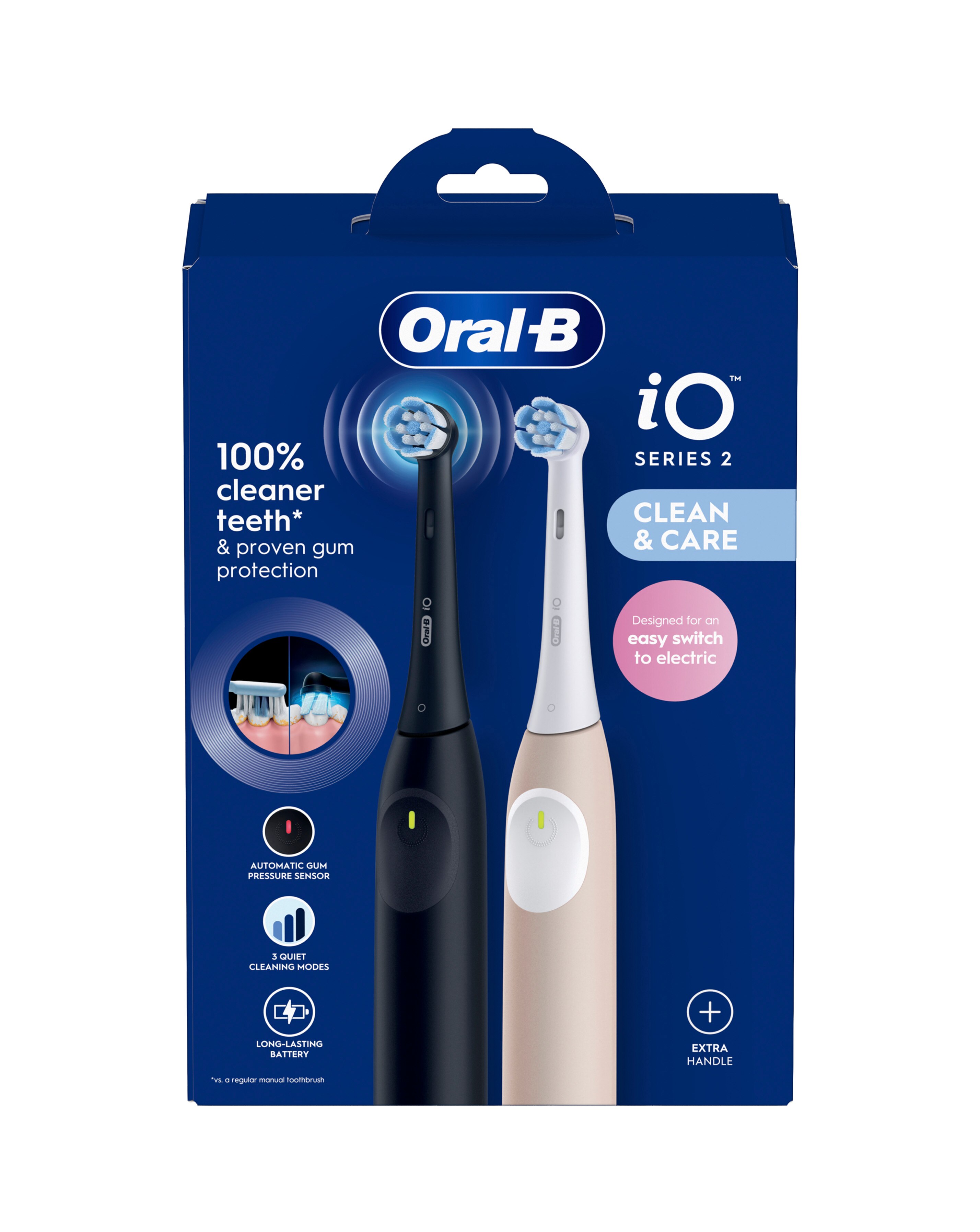 Oral-B iO2 Series Night Black / Calm Pink + Extra Handle | JD Williams