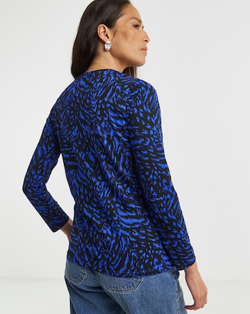 Blue Print Crew Neck Long Sleeve T-Shirt