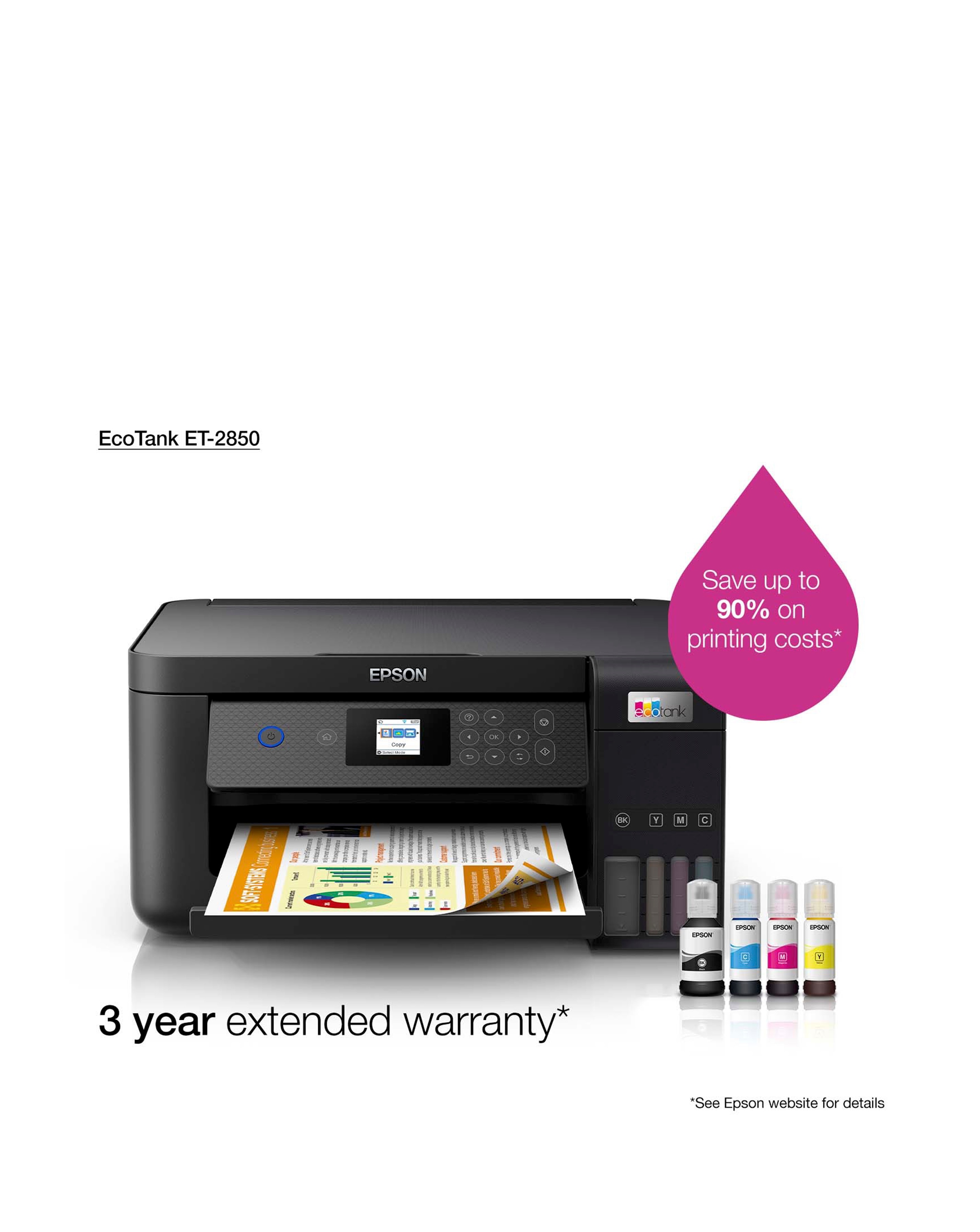 Epson EcoTank ET-2850 A4 Multifunction Inkjet Printer | JD Williams